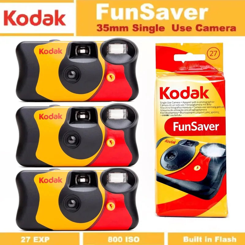 New 1-5 Pcs Original Kodak FunSaver Single Use Camera With Flash Disposable Point-and-Point Film Cameras 27 Exposures 39 Sheets